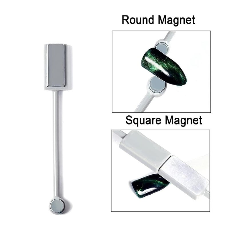 BOZLIN 2 Pcs 3D Cat Eyes Nail Art Magnetic Pen Set Double Head Magnet Stick UV Gel Magic Manicure Tools For DIY - Image 2