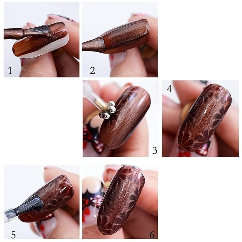 BOZLIN 2 Pcs 3D Cat Eyes Nail Art Magnetic Pen Set Double Head Magnet Stick UV Gel Magic Manicure Tools For DIY - Image 5