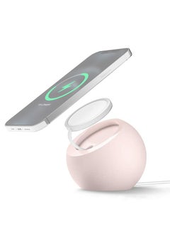 Silicone Pellet Magsafe Magnetic Charger Holder for iPhone 12 Series(Pink)