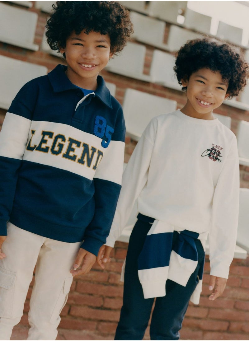 MANGO - Kids Text Print Polo Sweatshirt - Image 1