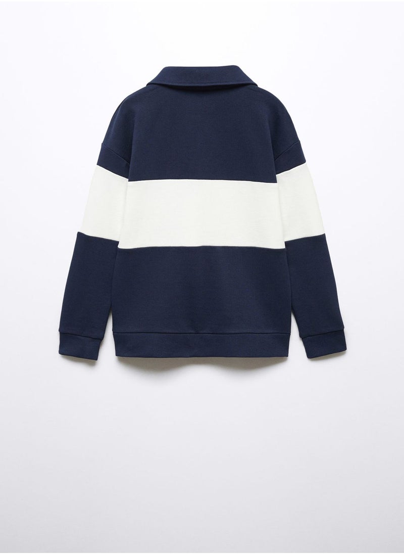 MANGO - Kids Text Print Polo Sweatshirt - Image 1