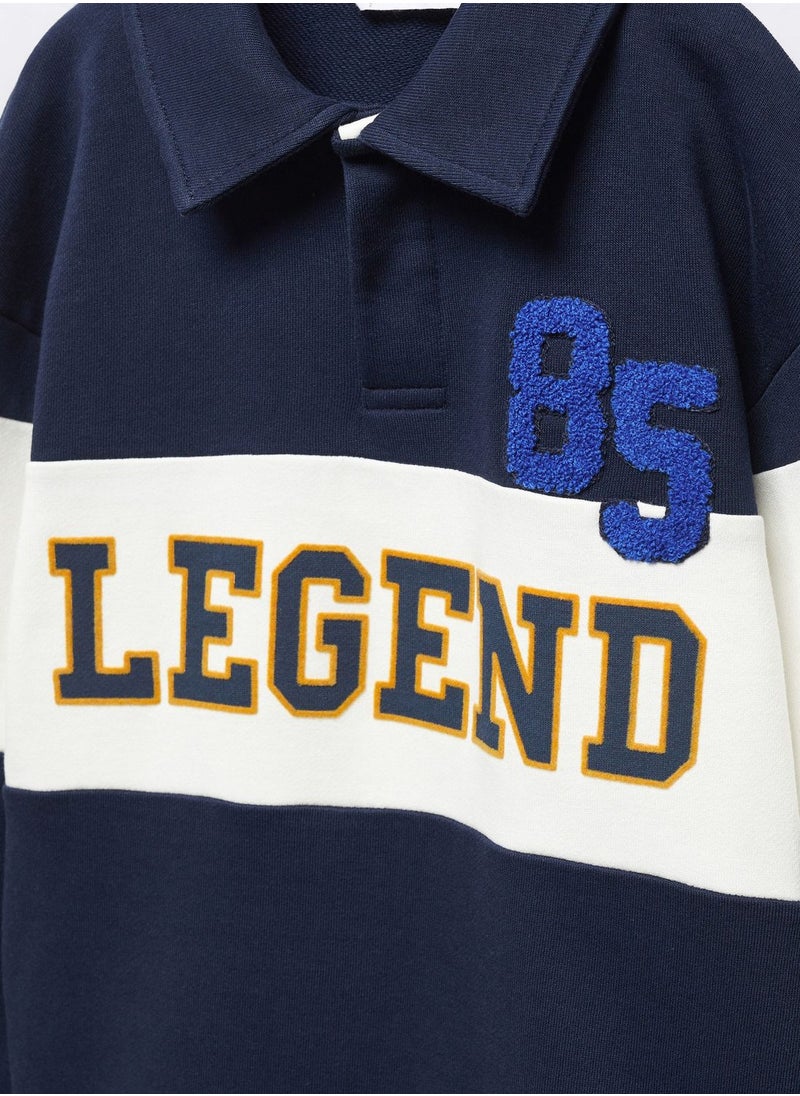 MANGO - Kids Text Print Polo Sweatshirt - Image 1