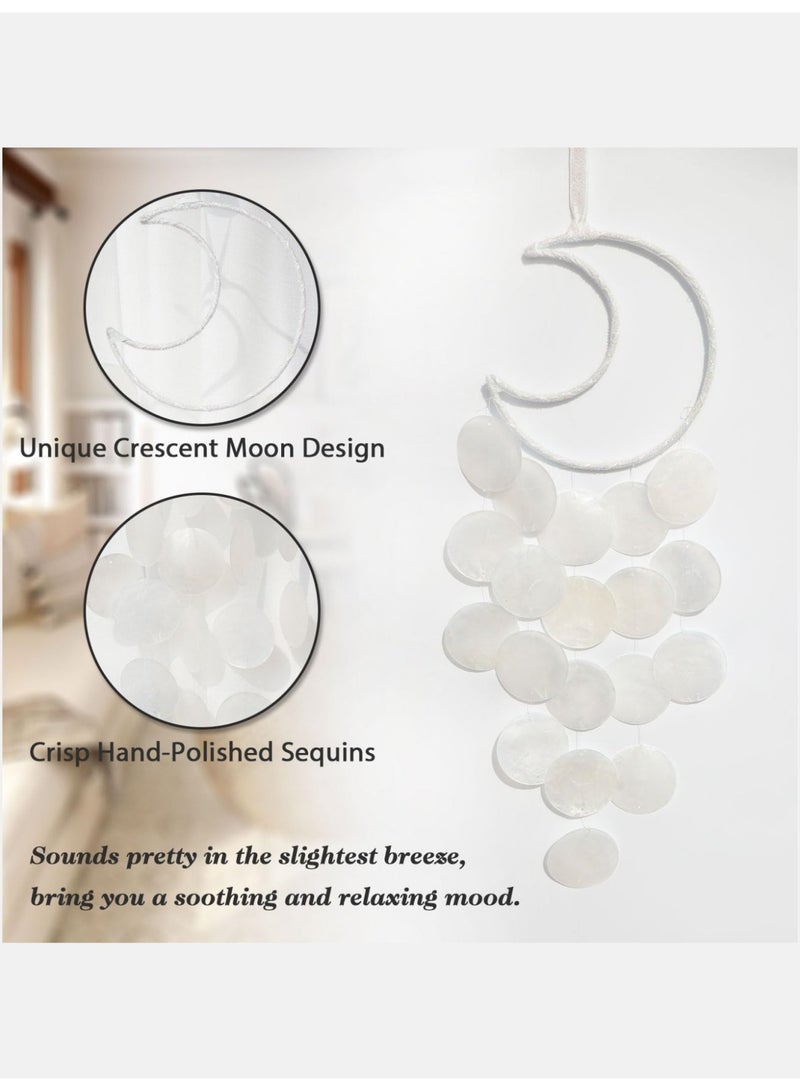 بي إس أجراس رياح كابيز فريدة | ماسك أحلام قمري صغير جميل للأماكن الخارجية | شلالات يدوية الصنع بصوت هادئ | أجراس رياح معلقة على الشاطئ والساحل والمحيط | مناسبة للفناء الصيفي والحديقة (أبيض) - Image 4