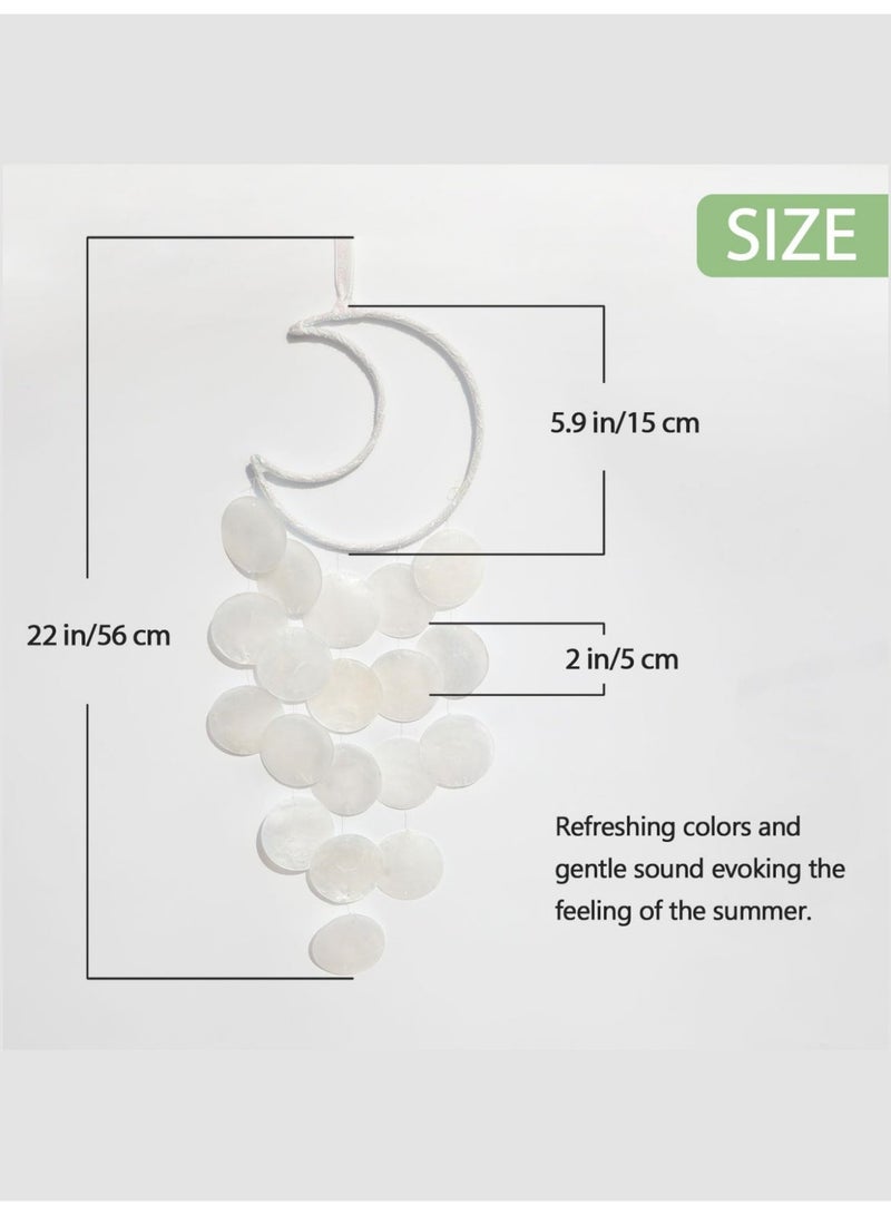 بي إس أجراس رياح كابيز فريدة | ماسك أحلام قمري صغير جميل للأماكن الخارجية | شلالات يدوية الصنع بصوت هادئ | أجراس رياح معلقة على الشاطئ والساحل والمحيط | مناسبة للفناء الصيفي والحديقة (أبيض) - Image 2