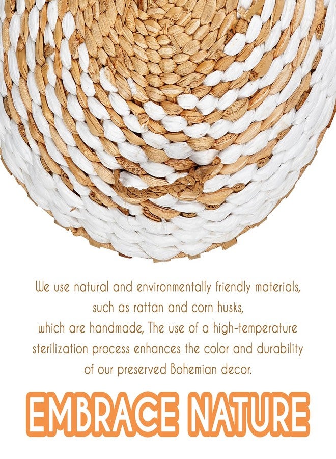 COM4SPORT 9PCS Boho Wall Baskets Set,Seagrass Rattan Wicker Basket Boho Wall Decor Boho Room Decor,Round Handmade Hanging Wall Basket Decor Wall Art for Farmhouse Living Room Bedroom Display Table Kitchen Home - Image 4