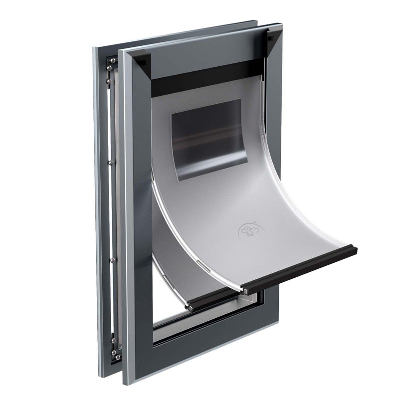 MAVRICFLEX Heavy Duty Dog Door with Double Sliding Lock Panels Energy Efficient Rugged Aluminum Doggie Door Easy Installation Magnetic Double Flaps Dog Door for Large Dogs Up to 100LBS