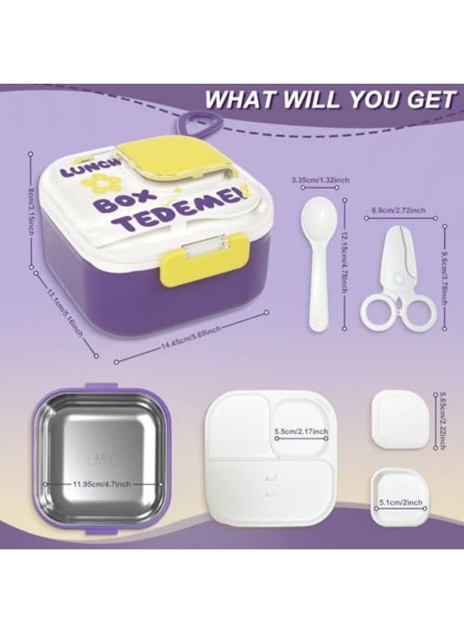 جيجيرو صندوق غداء، حاوية صندوق بينتو من الفولاذ المقاوم للصدأ مع مقسم، حاوية غداء سلطة، مع مجموعة أدوات مائدة محمولة وحاوية صلصة مانعة للتسرب - Image 2