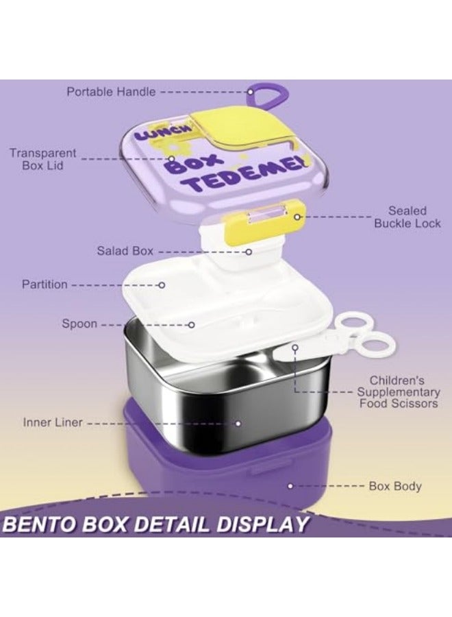 جيجيرو صندوق غداء، حاوية صندوق بينتو من الفولاذ المقاوم للصدأ مع مقسم، حاوية غداء سلطة، مع مجموعة أدوات مائدة محمولة وحاوية صلصة مانعة للتسرب - Image 3