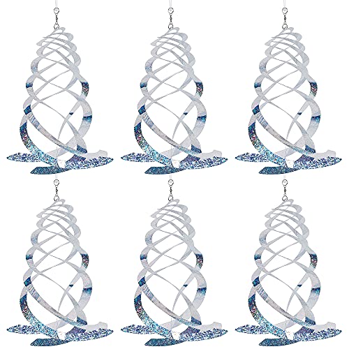 Hausse 6 Pack Bird Repellent Spiral Reflectors Silver Mylar Spinner, Hanging Reflective Bird Deterrent Device, Garden Decorative Scare Birds Away, Like Woodpeckers, Pigeons and Geese - Image 1
