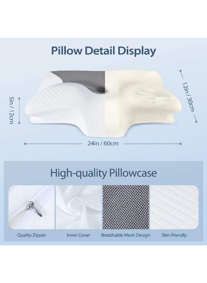 HOMCA Cervical Pillow Memory Foam Pillows - Contour Memory Foam Pillow for Neck Pain Relief, Orthopedic Neck Bed Pillow for Side Sleepers Back and Stomach - Image 5
