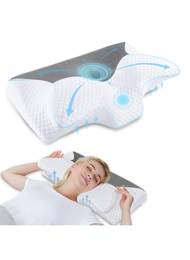 HOMCA Cervical Pillow Memory Foam Pillows - Contour Memory Foam Pillow for Neck Pain Relief, Orthopedic Neck Bed Pillow for Side Sleepers Back and Stomach - Image 1