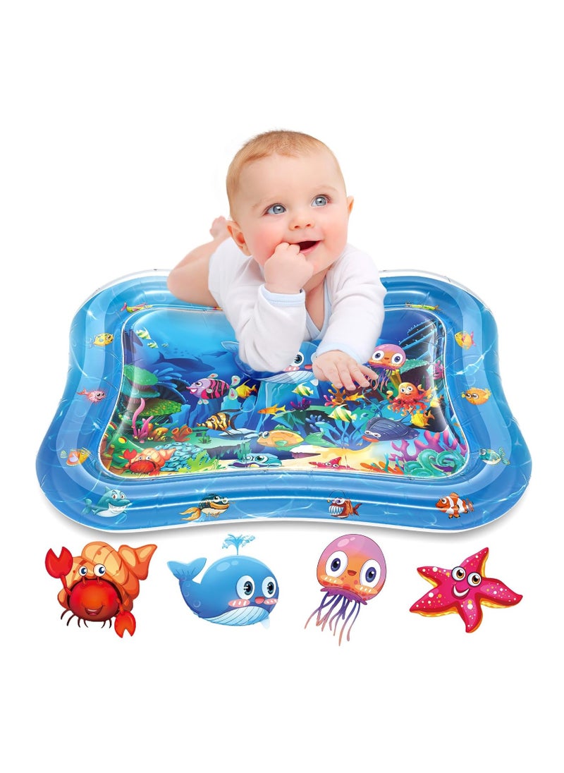 MUMS PLANET - Tummy Time Water Mat, Extra Large Multi-Stage Activity Center Baby Toys & Sensory Toys, Baby Toys for new born , Inflatable Playmat Visual Stimulation Gift For Boys Girls Toys - Image 1