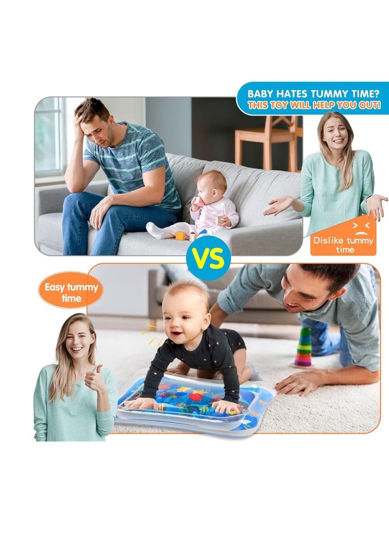 MUMS PLANET - Tummy Time Water Mat, Extra Large Multi-Stage Activity Center Baby Toys & Sensory Toys, Baby Toys for new born , Inflatable Playmat Visual Stimulation Gift For Boys Girls Toys - Image 1