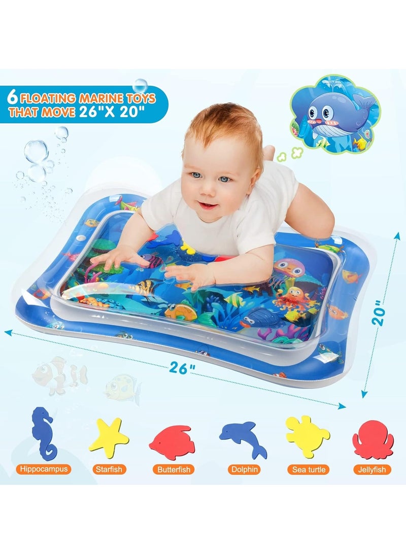 MUMS PLANET - Tummy Time Water Mat, Extra Large Multi-Stage Activity Center Baby Toys & Sensory Toys, Baby Toys for new born , Inflatable Playmat Visual Stimulation Gift For Boys Girls Toys - Image 1