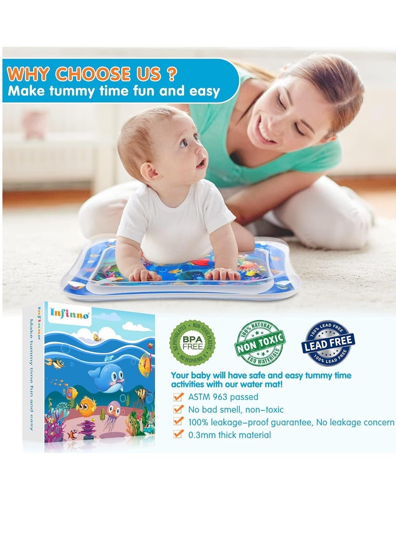 MUMS PLANET - Tummy Time Water Mat, Extra Large Multi-Stage Activity Center Baby Toys & Sensory Toys, Baby Toys for new born , Inflatable Playmat Visual Stimulation Gift For Boys Girls Toys - Image 1