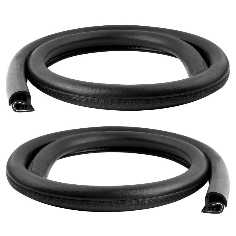 Figpade 2.62Ft Car Door Weather Stripping, 2PCS Thickened Rubber Edge Trim with U-Shaped Metal Clips for Noise Reduction, Push-in Car Door Seal Strip, Black - Image 1