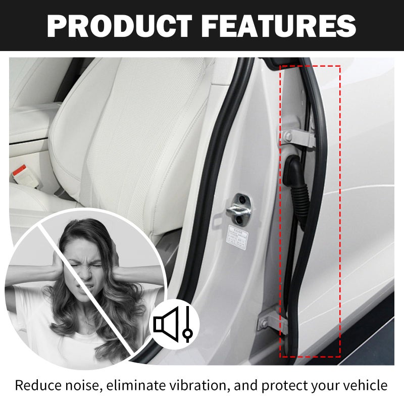 Figpade 2.62Ft Car Door Weather Stripping, 2PCS Thickened Rubber Edge Trim with U-Shaped Metal Clips for Noise Reduction, Push-in Car Door Seal Strip, Black - Image 5