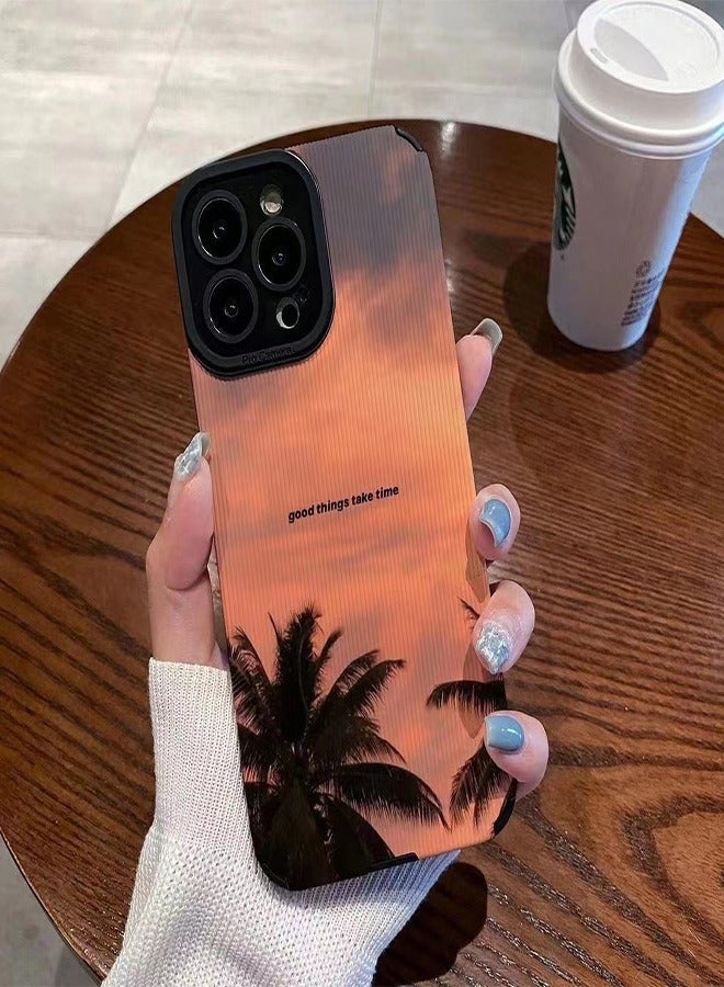 في آر كرييتيف غطاء حماية واقٍ لهاتف أبل آيفون 15 برو ماكس تصميم Good Things Take Time متعدد الألوان - Image 1