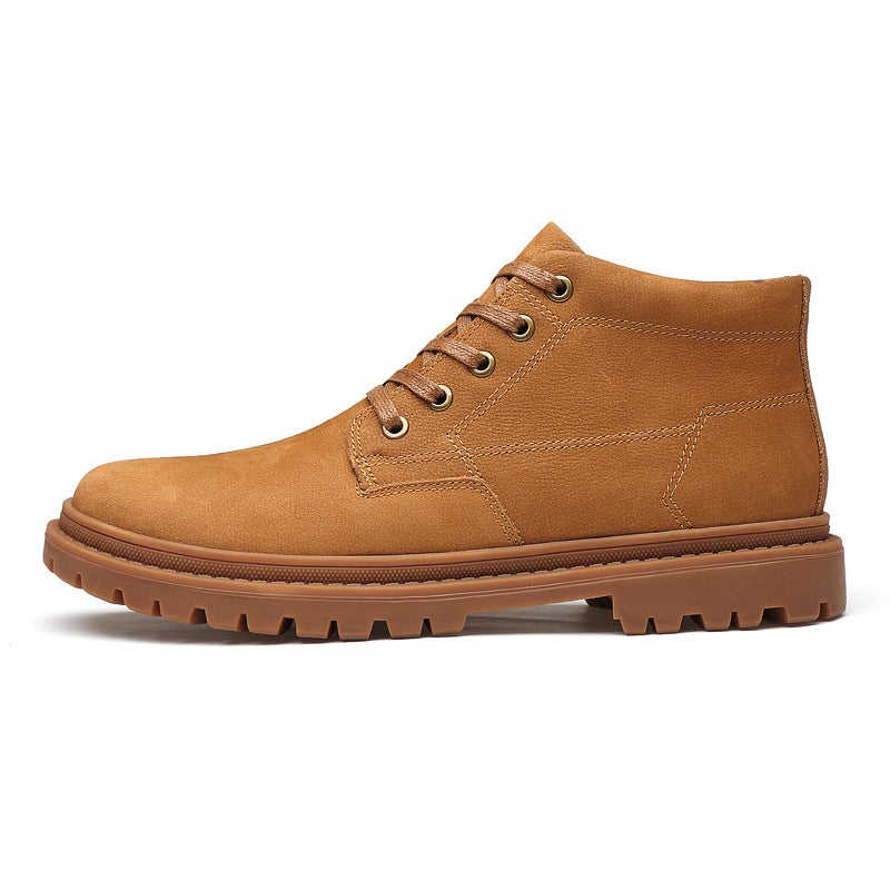 Small Size 34 Large Size 45 Top Layer Cowhide Tooling Martin Boots Men'S Soft Lace-Up Leather Couple'S Yellow Boots - Image 3