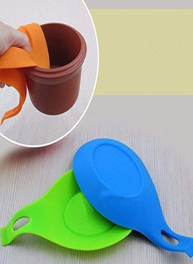 OMAZING KITCHEN حامل ملاعق سيليكون للمطبخ من OMAZING KITCHEN، مرن على شكل لوزة، حامل ملاعق ومغارف سيليكون للمطبخ (الحجم: كبير/متعدد الألوان، عبوة من قطعتين) - Image 2