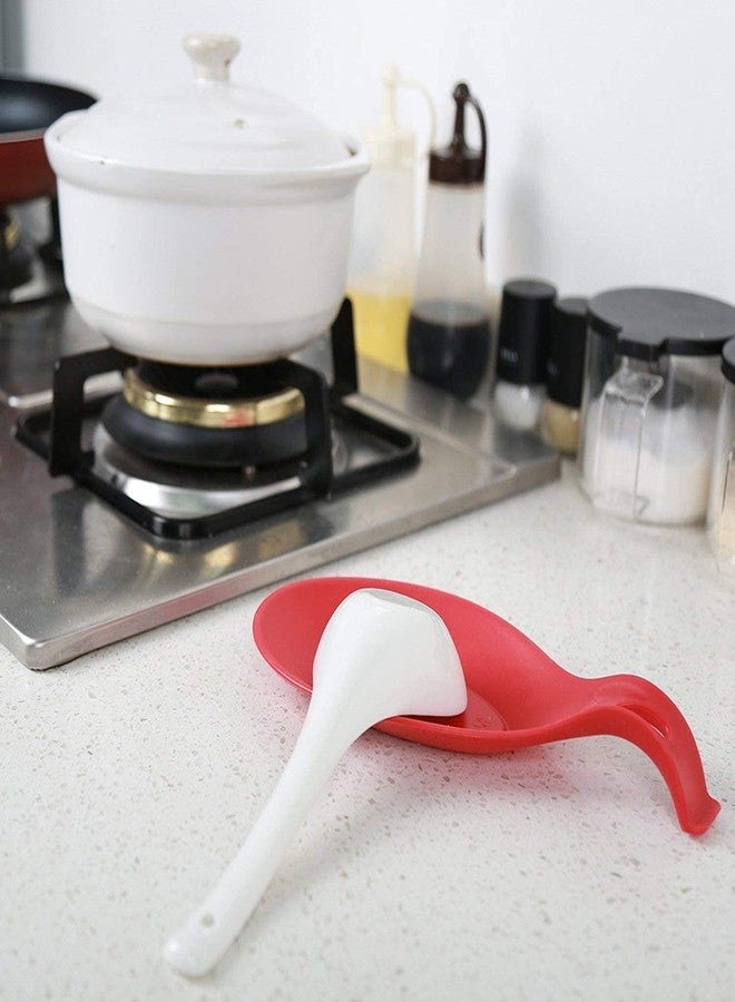 OMAZING KITCHEN حامل ملاعق سيليكون للمطبخ من OMAZING KITCHEN، مرن على شكل لوزة، حامل ملاعق ومغارف سيليكون للمطبخ (الحجم: كبير/متعدد الألوان، عبوة من قطعتين) - Image 4