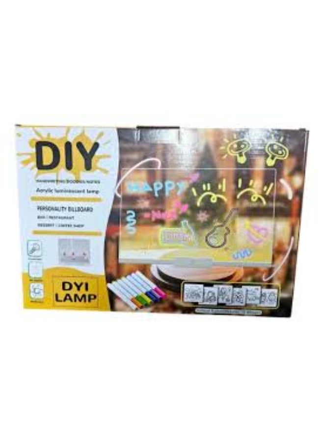 لوحة ملاحظات LED مع حامل و7 الوان، لوحة رسائل مضيئة، لوح رسم LED اكريليك شفاف، للاطفال، مفكرة تنظيف بالمسح، لوحة كتابة، لوحة مذكرات للمكاتب والمتاجر والمنازل (20 × 30 سم) - Image 1