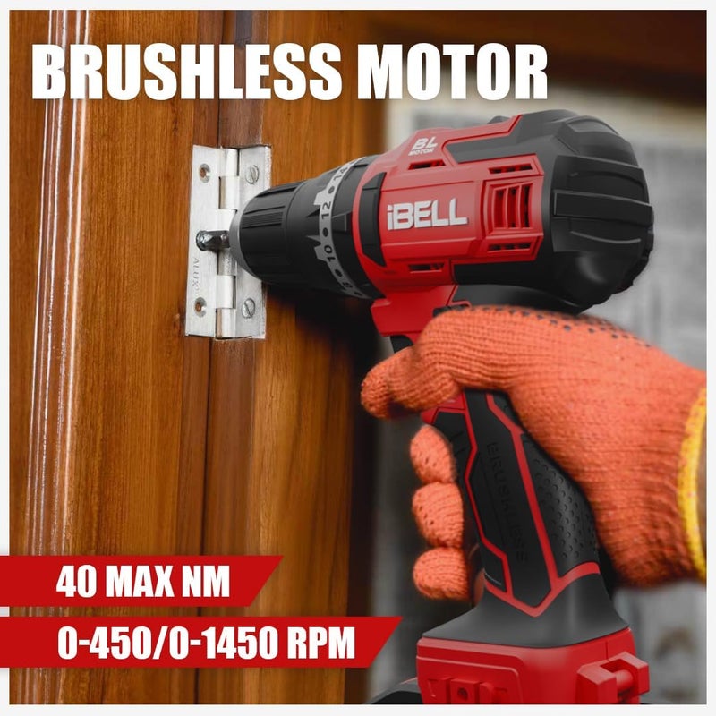 iBELL BM18-60 20V Brushless Impact Driver Drill (Cordless) with 2 Batteries, Charger, Case and Screw Driver Bits - Image 5