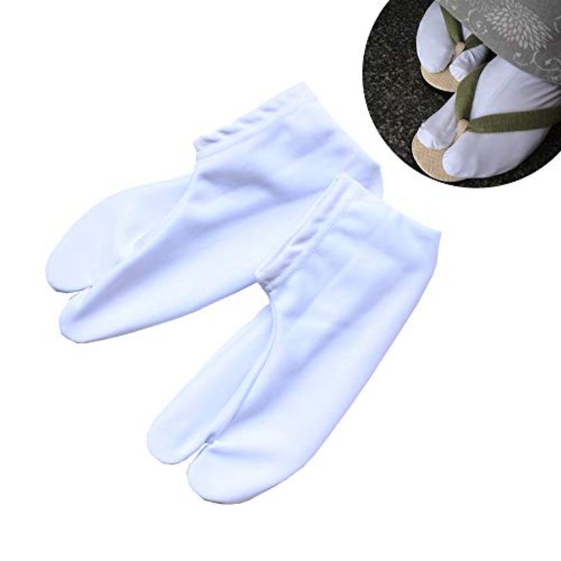 Japanese Tabi Socks Two Toe Non Slip Socks Kimono Anime Cosplay White - Image 1