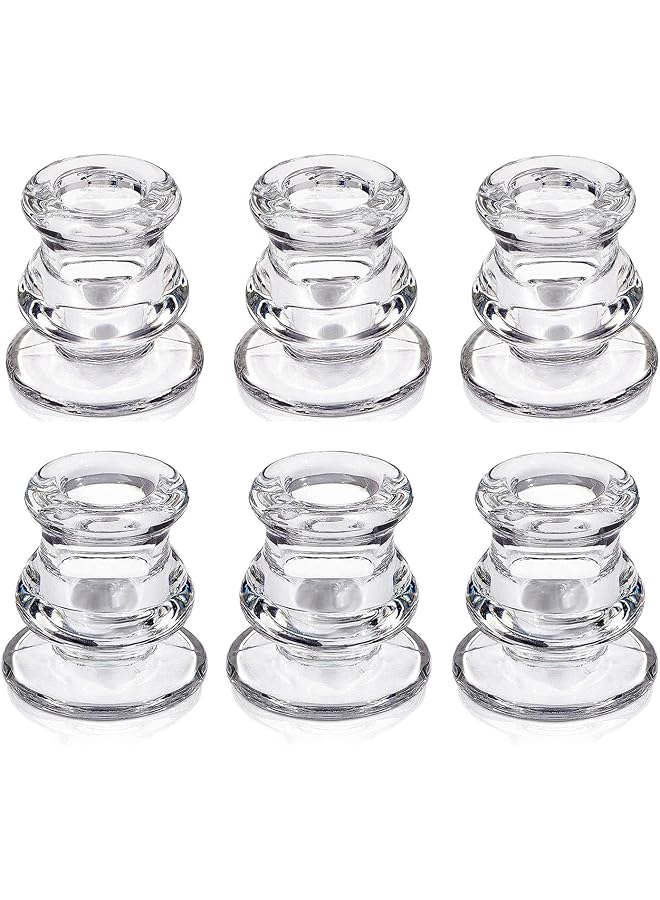 The Bros Candlestick Holders Bulk - 6PCS Taper Candle Holders for Table Centerpiece - Thick Glass Candle Holders for Wedding, Party and Festival Decoration - Image 1