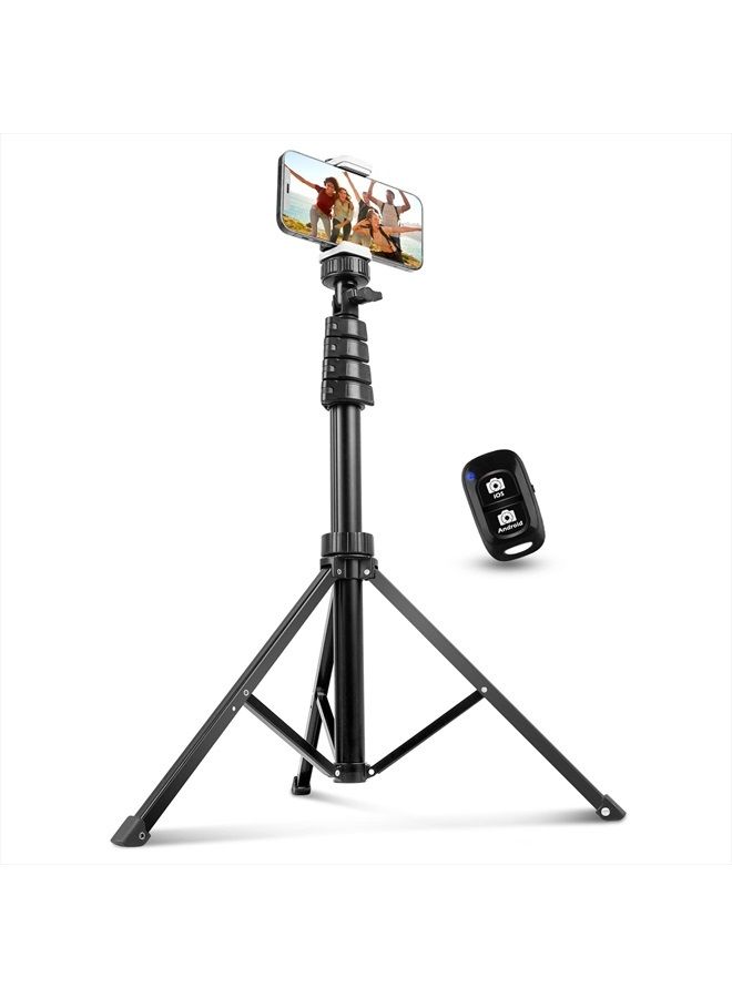 Aureday 62" Phone Tripod Accessory Kits, Camera & Cell Phone Tripod Stand with Wireless Remote and Universal Tripod Head Mount, Perfect for Selfies/Video Recording/Vlogging/Live Streaming - Image 1