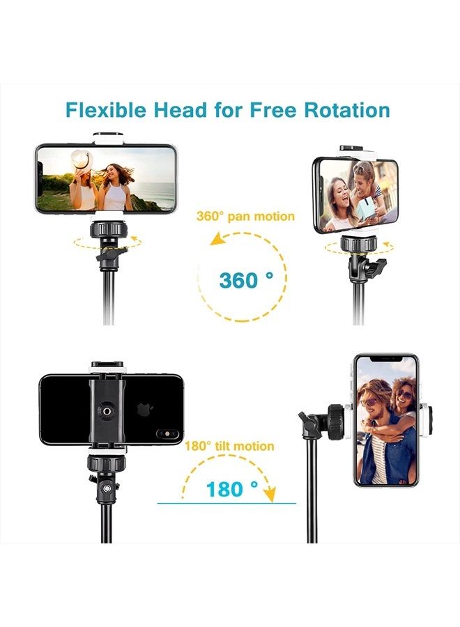 Aureday 62" Phone Tripod Accessory Kits, Camera & Cell Phone Tripod Stand with Wireless Remote and Universal Tripod Head Mount, Perfect for Selfies/Video Recording/Vlogging/Live Streaming - Image 3