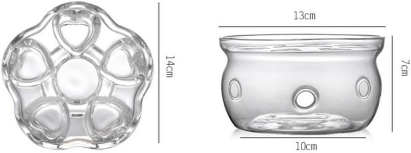 Ciieeo Heart-Shaped Glass Tea Pot Base, Creative Insulated Glass Warmer Stand, Heat-Resistant Crystal Teapot Heating Base for Home Tea Accessories - Image 2
