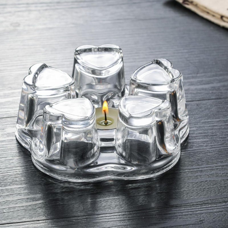 Ciieeo Heart-Shaped Glass Tea Pot Base, Creative Insulated Glass Warmer Stand, Heat-Resistant Crystal Teapot Heating Base for Home Tea Accessories - Image 3