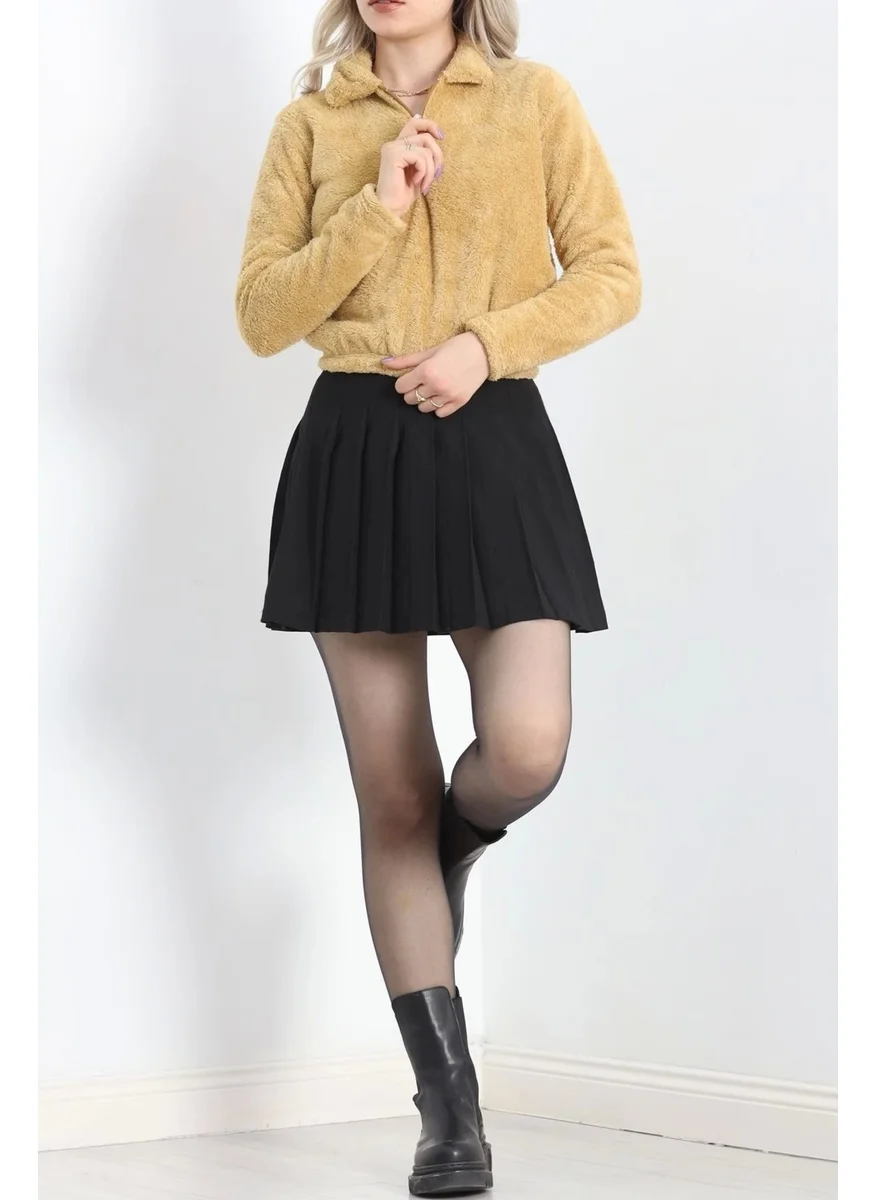 Kazax Zippered Crop Plush Sweat Camel - 9060.1153.