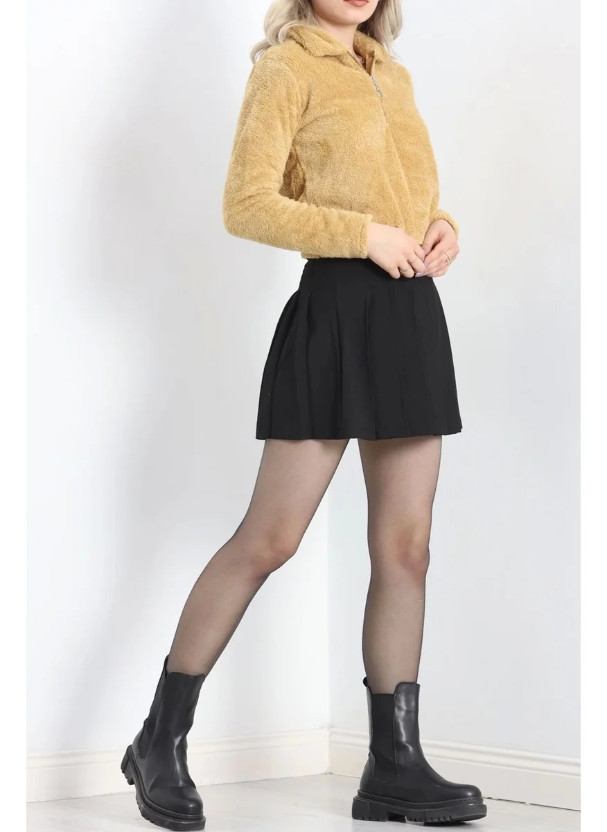 Kazax Zippered Crop Plush Sweat Camel - 9060.1153.