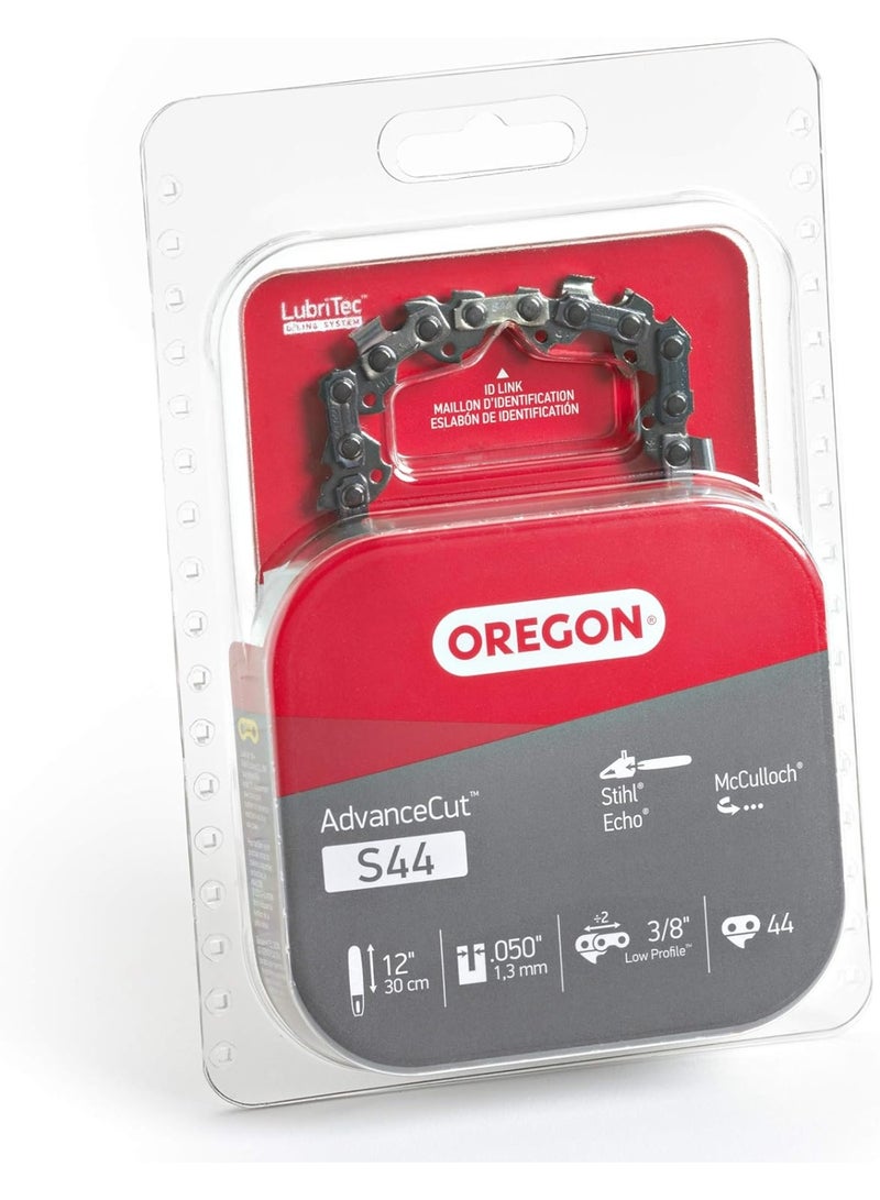 Oregon Oregon S44 AdvanceCut Replacement Chainsaw and Pole Pruner Saw Chain for 12-Inch Guide Bars, 44 Drive Links, Pitch: 3/8" Low Vibration, .050" Gauge, Fits Various Stihl Models , Grey  - Image 1