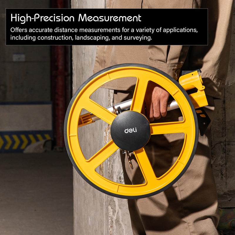 Deli DL330112 300 مم عجلة قياس المسافة الميكانيكية بعجلات غير قابلة للانزلاق عالية الجر قابل للطي إطار ABS ومقبض ناعم للمساحين والبنائين والعمال (1 قطعة) - Image 4