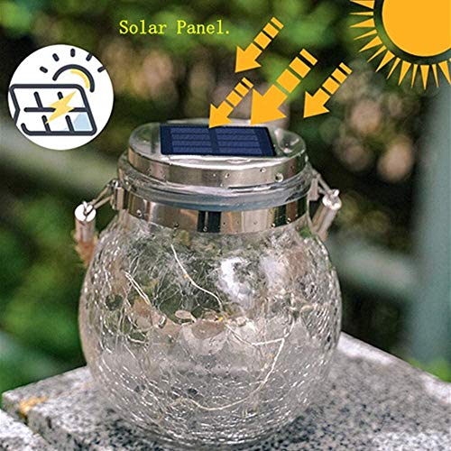Epyz Led Solar Light Outdoor Garden Home Hanging Jar Light Waterproof Crackle Glass Lights For Party Wedding Christmas Decoration [ Warm Yellow, Pack of 1 ] - Image 4