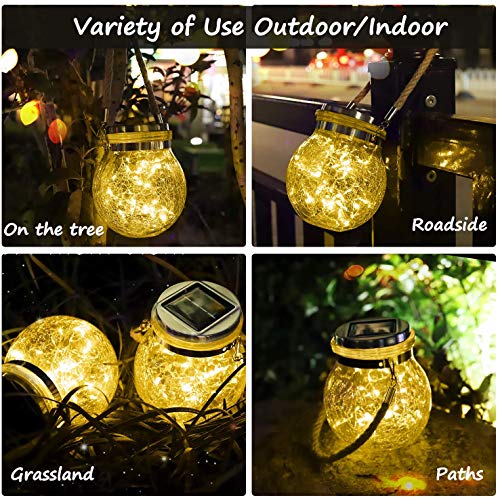Epyz Led Solar Light Outdoor Garden Home Hanging Jar Light Waterproof Crackle Glass Lights For Party Wedding Christmas Decoration [ Warm Yellow, Pack of 1 ] - Image 2