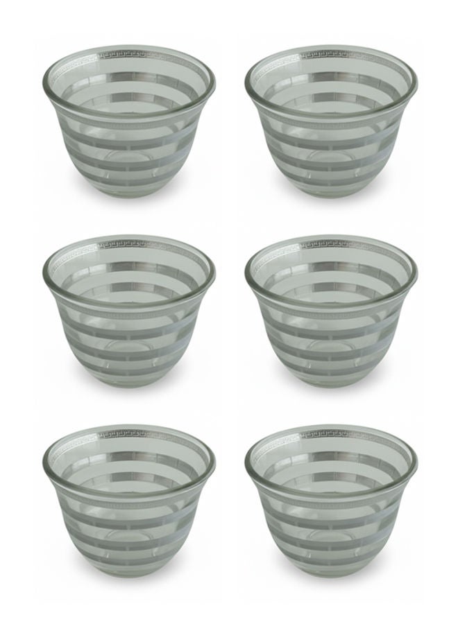 Dove 6-Piece Glass Cawa Cup Set Clear/Silver 70ML - Image 1