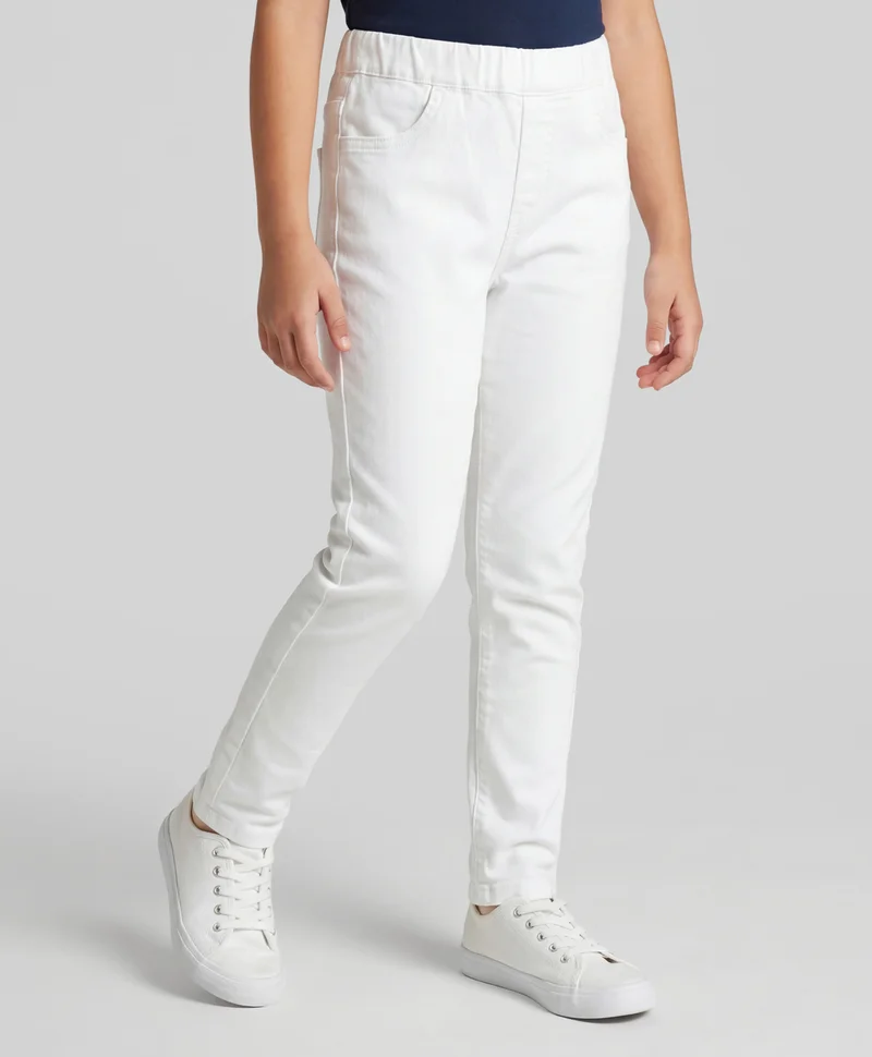 Pine Kids Pine Kids Denim Woven Full Length Washed Skinny Jeggings - White