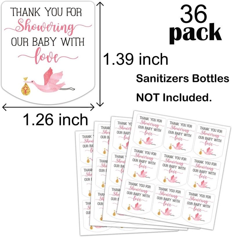 EKSPLODI Hand Sanitizer Labels Thank You for Showering Our Little One with Love Stickers Baby Shower Favor Stickers Baby Shower Party Favors for Girl - Image 2