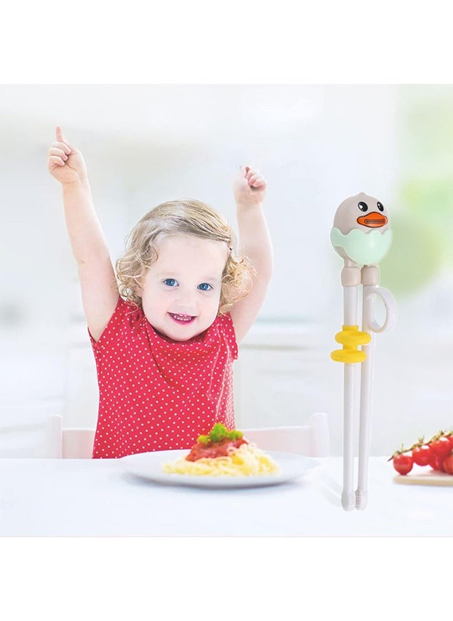 Generic - Baby Training Chopsticks Set Chopstick Spoon Fork and Case Reusable Learning with Attachable Helper for Kids Beginners Right Handed Only - Image 1