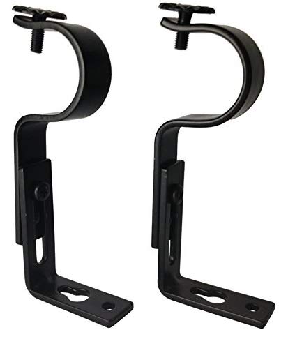 TEJATAN Adjustable Curtain Rod Brackets  Black  Set of 2 - Image 1
