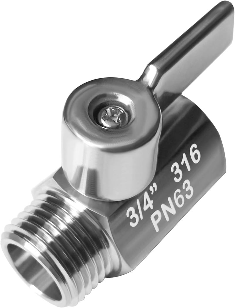 beduan Mini Ball Valve Stainless Steel(316) 3/4" NPT Male x NPT Female Mini Ball Shutoff Valve (NOT for Garden Hose Bib Faucet) - Image 1