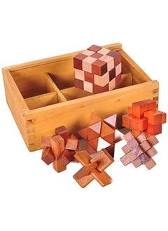 Wooden Brain Teaser Puzzles 6 Pack 3D Brain Teasers for Adults & Kids Educational and Fun Gift Ideas Mind Puzzles for Adults
