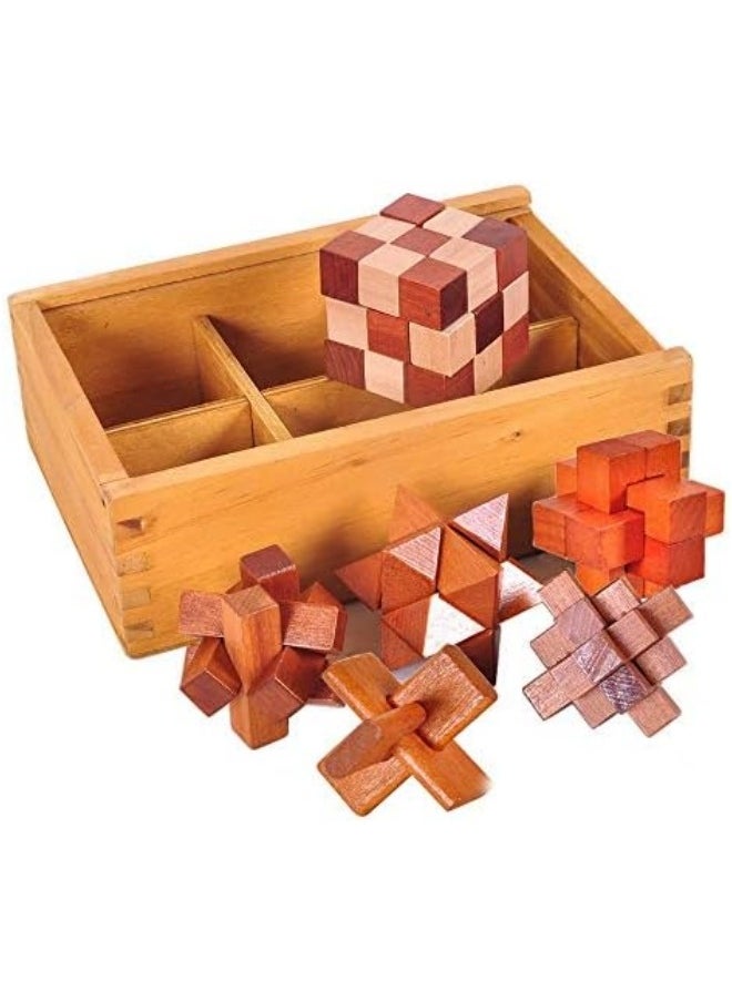 Generic - Wooden Brain Teaser Puzzles 6 Pack 3D Brain Teasers for Adults & Kids Educational and Fun Gift Ideas Mind Puzzles for Adults - Image 1