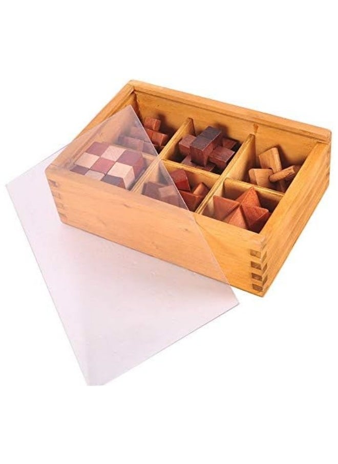 Generic - Wooden Brain Teaser Puzzles 6 Pack 3D Brain Teasers for Adults & Kids Educational and Fun Gift Ideas Mind Puzzles for Adults - Image 1