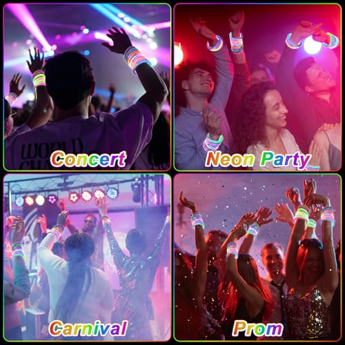 OLUPP 28 Pack Glow Bracelets Glow in the Dark Party Supplies 6 Color LED Light Up Bracelets for Adults Kids Birthday Party Favors Concert New Year Carnival Raves - Image 5