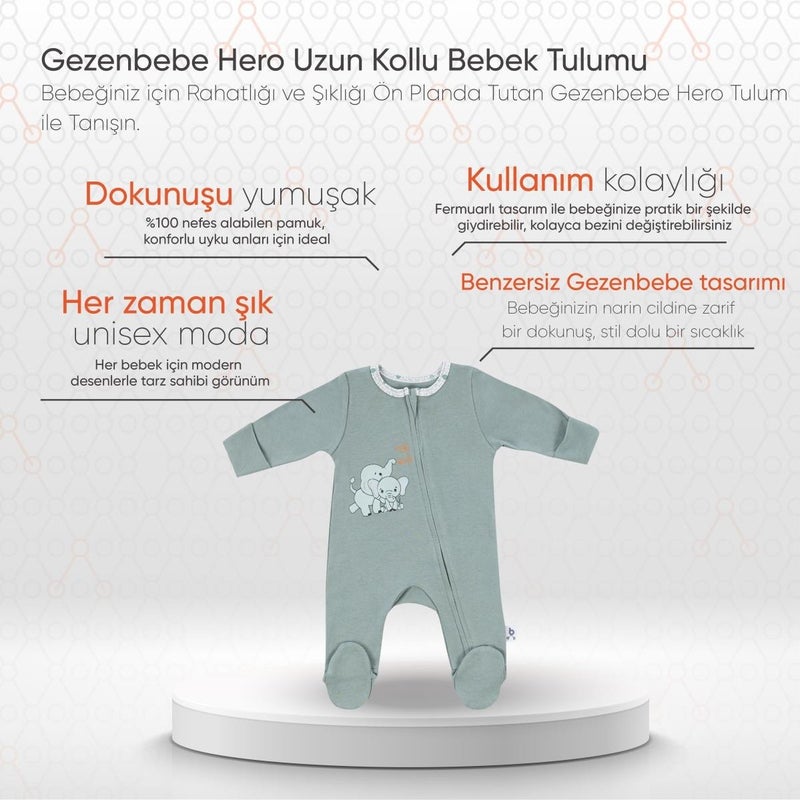 Gezenbebe Hero Long Sleeve Baby Rompers Elephant  - Image 2